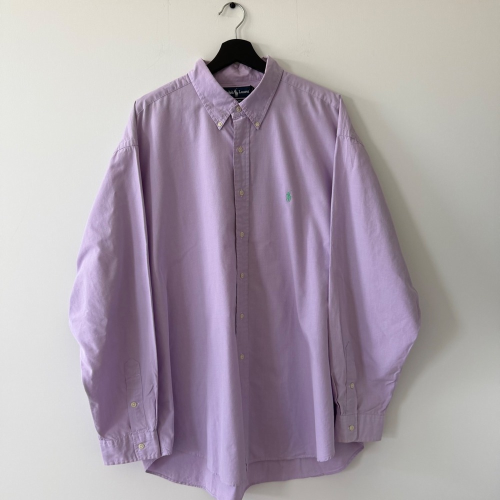 Ralph Lauren Blake Shirt Mens XXL Purple Micro Houndstooth Cotton Button Down